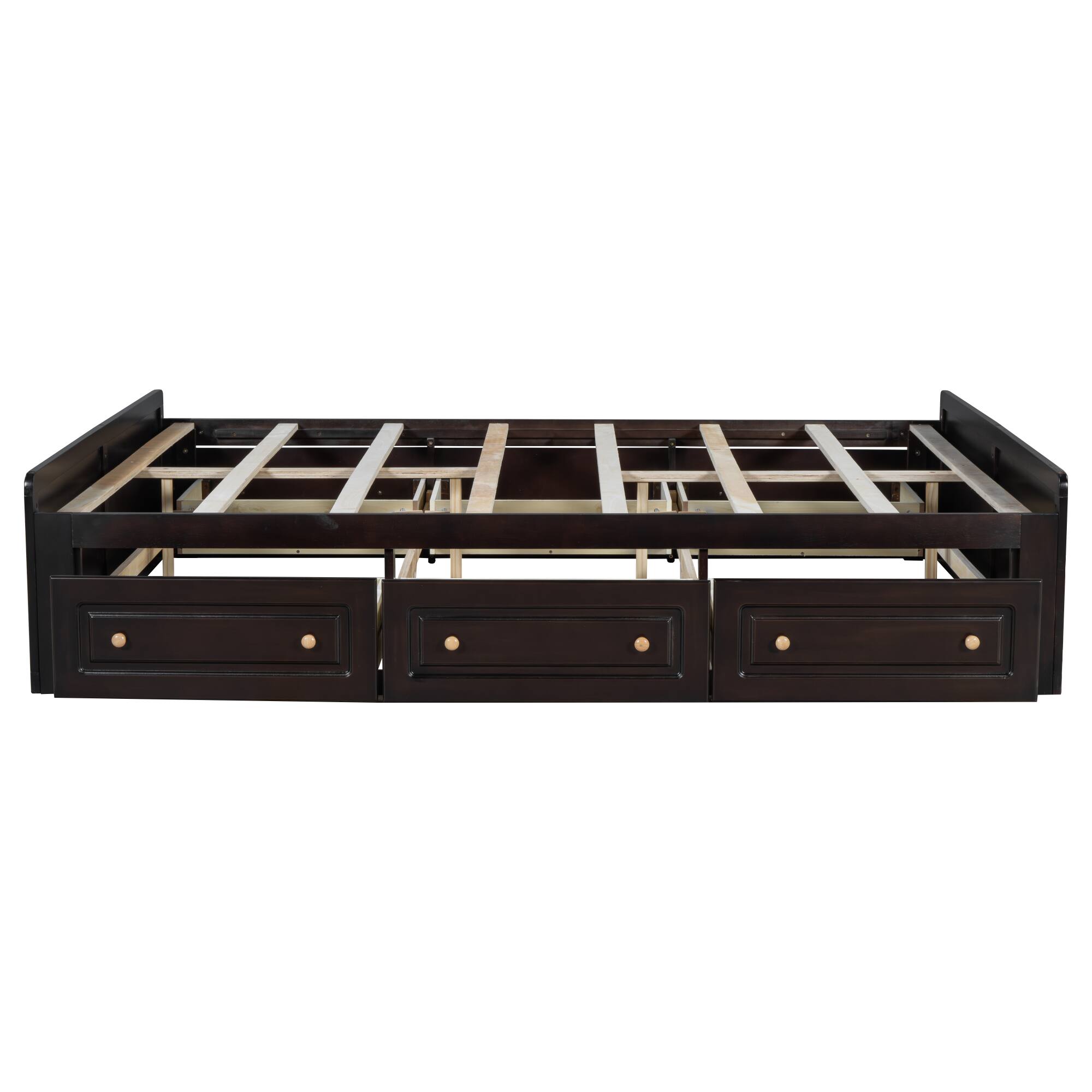Back. Whisen - Queen Size Platform Bed Frame with 6 Storage Drawers-Espresso - Espresso.
