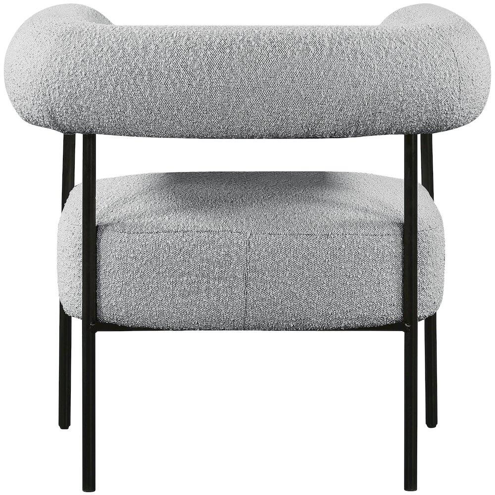 Alt View 2. Meridian Furniture - Blake Grey Boucle Fabric Accent Chair - Grey.