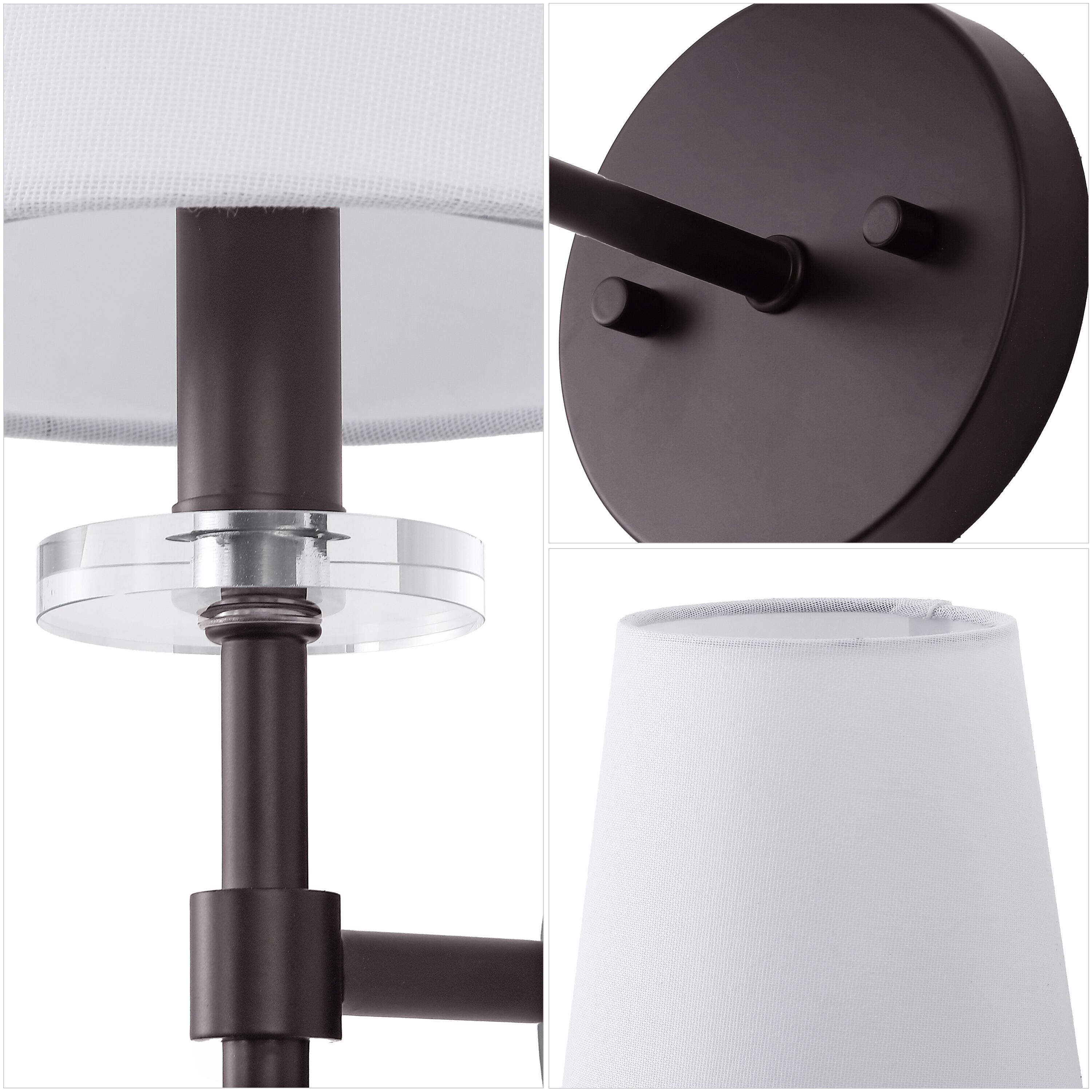 Alt View 4. Jonathan Y - Olivia 6.5" 1-Light Contemporary Candlestick Metal/Crystal LED Vanity Light with Fabric Shade, Oil Rubbed Bronze - Oil Rubbed Bronze.