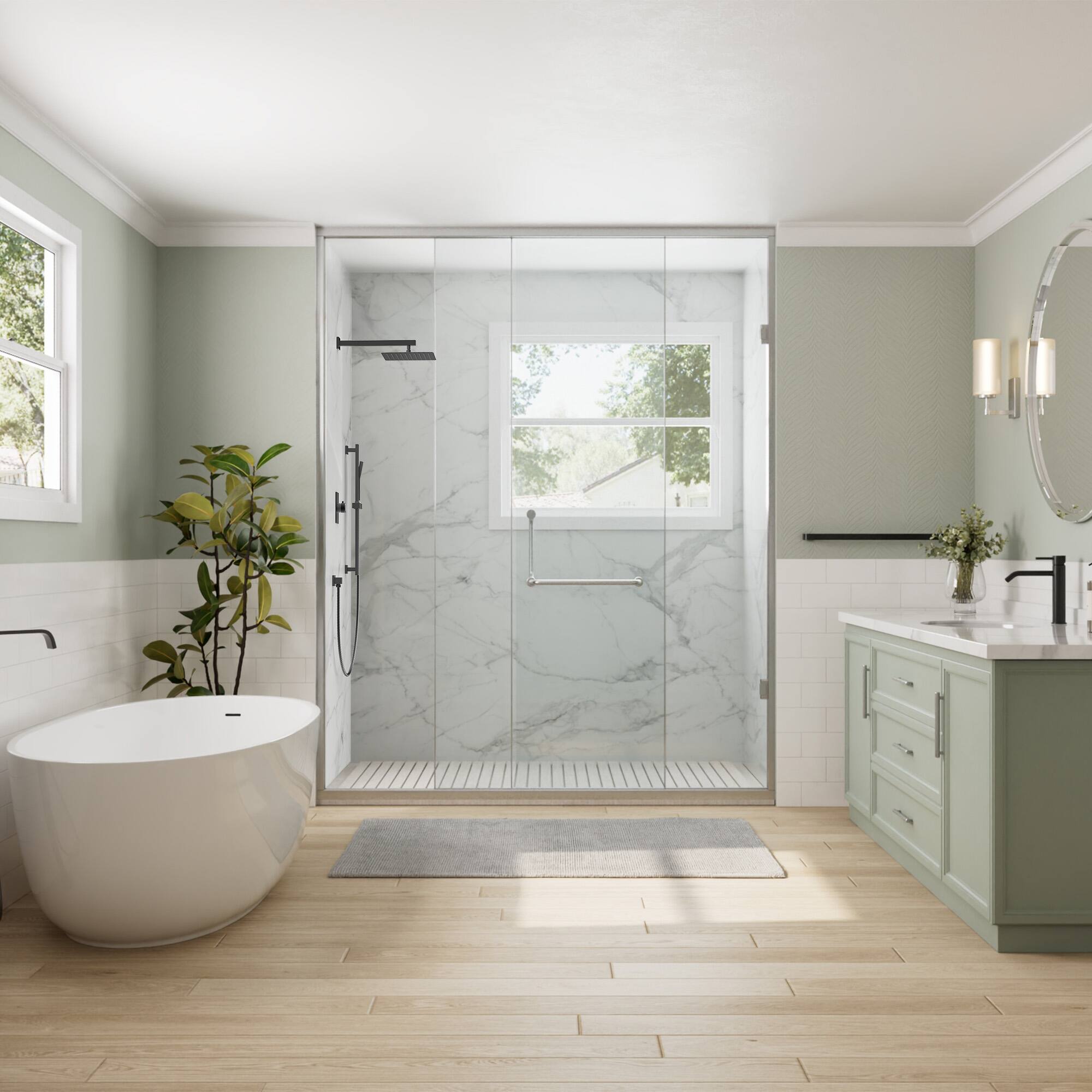 Alt View 7. GRANDJOY - 10" High Pressure Rain Shower System with Handheld Shower and 2-Function Mixer Valve - Matte Black.