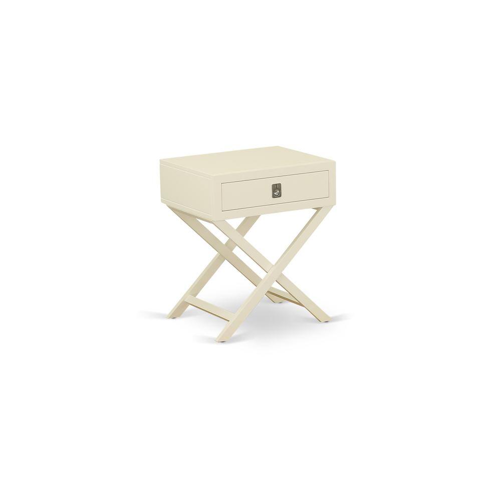 Back. East West Furniture - Night Stand White - Brown.