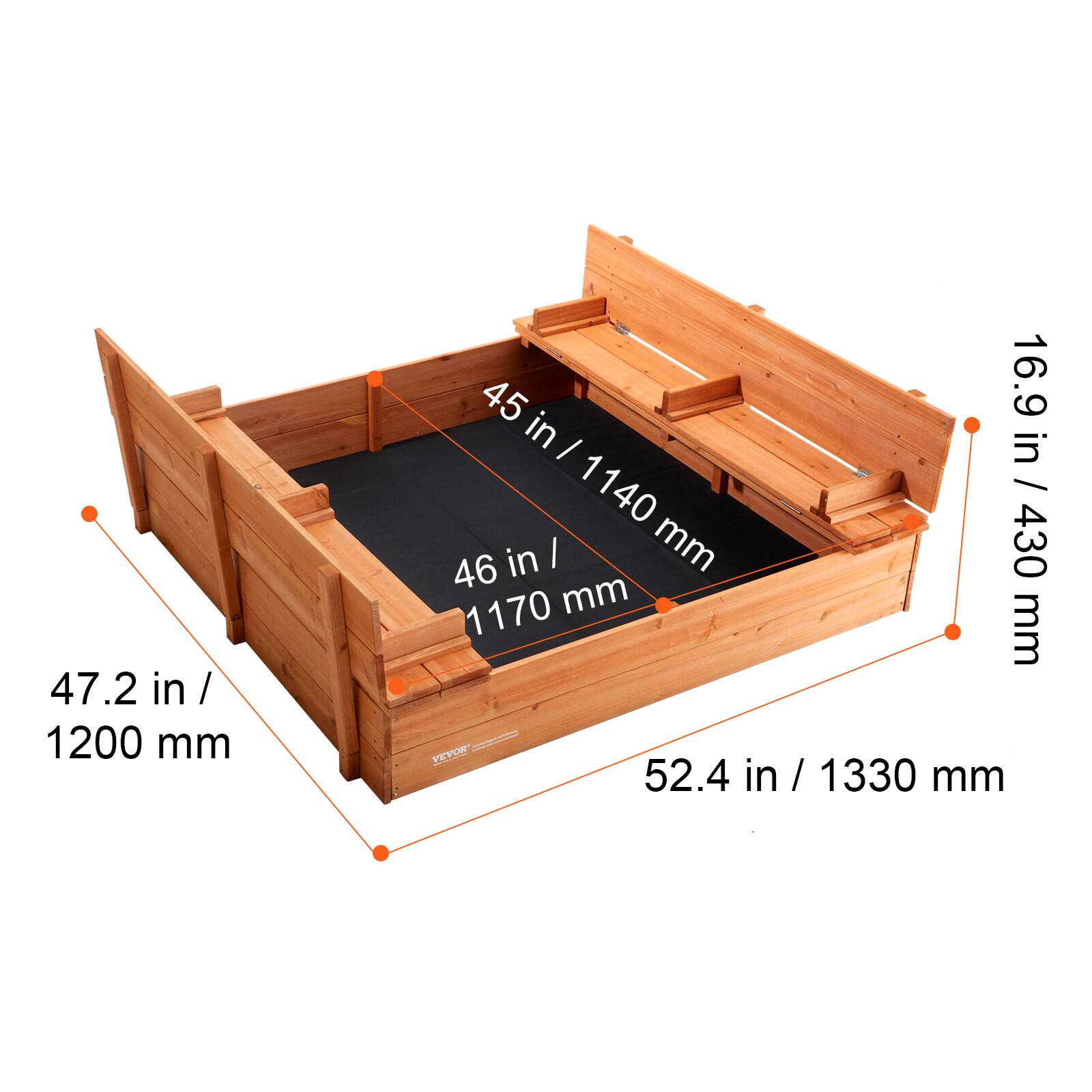 47.2 in / 1200 mm  
45 in / 1140 mm  
46 in / 1170 mm  
16.9 in / 430 mm  
52.4 in / 1330 mm