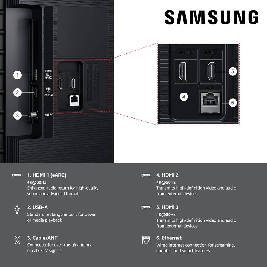 Samsung Rectangle Samsung UN43U8000FFXZA 43 Inch Crystal 4K AI Upscaling UHD TV with a 2 ...