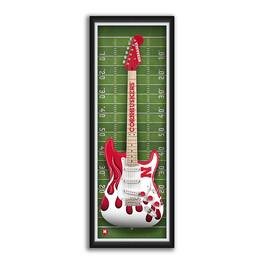 Sporticulture - Nebraska Huskers 14" x 37" Electric Guitar Framed Art Print - Red