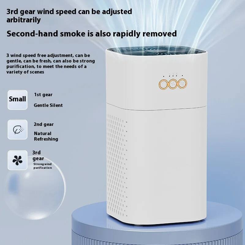3rd gear wind speed can be adjusted arbitrarily  
Second-hand smoke is also rapidly removed  

3 wind speed free adjustment, can be gentle, can be fresh, can also be strong purification, to meet the needs of a variety of scenes  

1st gear  
Small  
Gentle Silent  

2nd gear  
Natural  
Refreshing  

3rd gear  
Strong wind purification