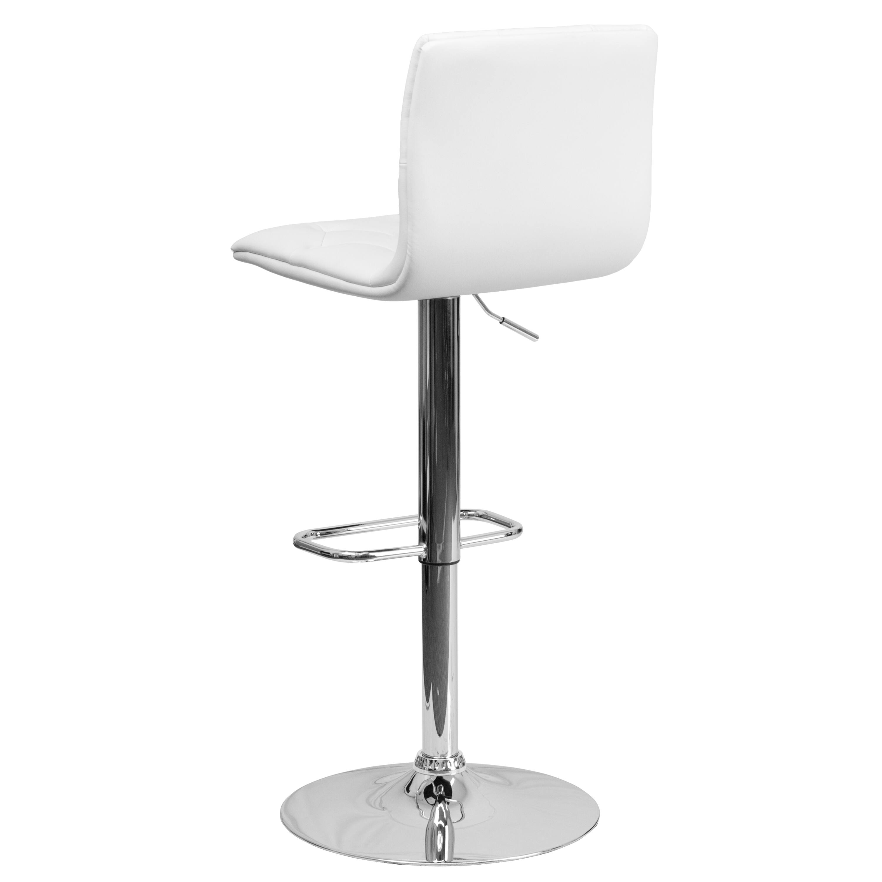 Alt View 5. Emma + Oliver - Button Tufted Vinyl Adjustable Height Barstool with Chrome Base - White.