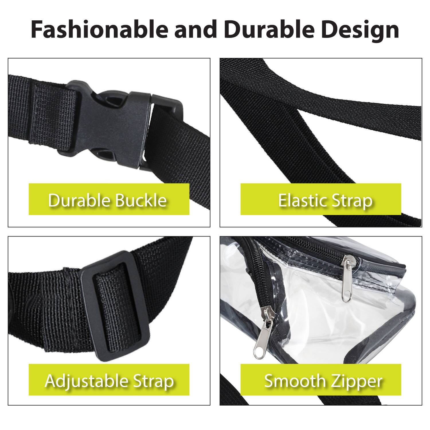 Fashionable and Durable Design

- Durable Buckle
- Elastic Strap
- Adjustable Strap
- Smooth Zipper