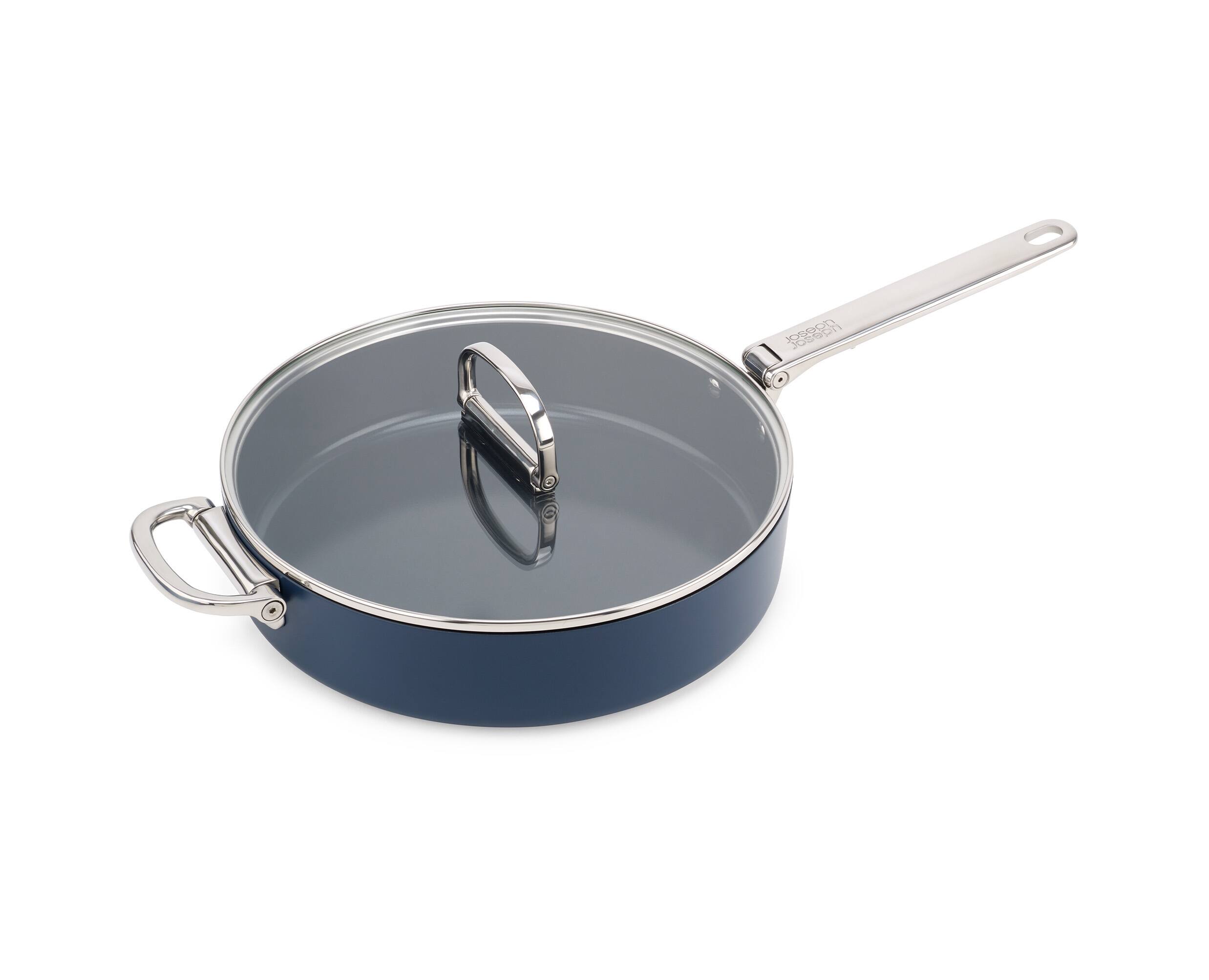 Joseph Joseph - Space Ceramic Non-stick 3.8 Qt. Sauté Pan with Folding Handle and Lid - Blue - Thumbnail 3