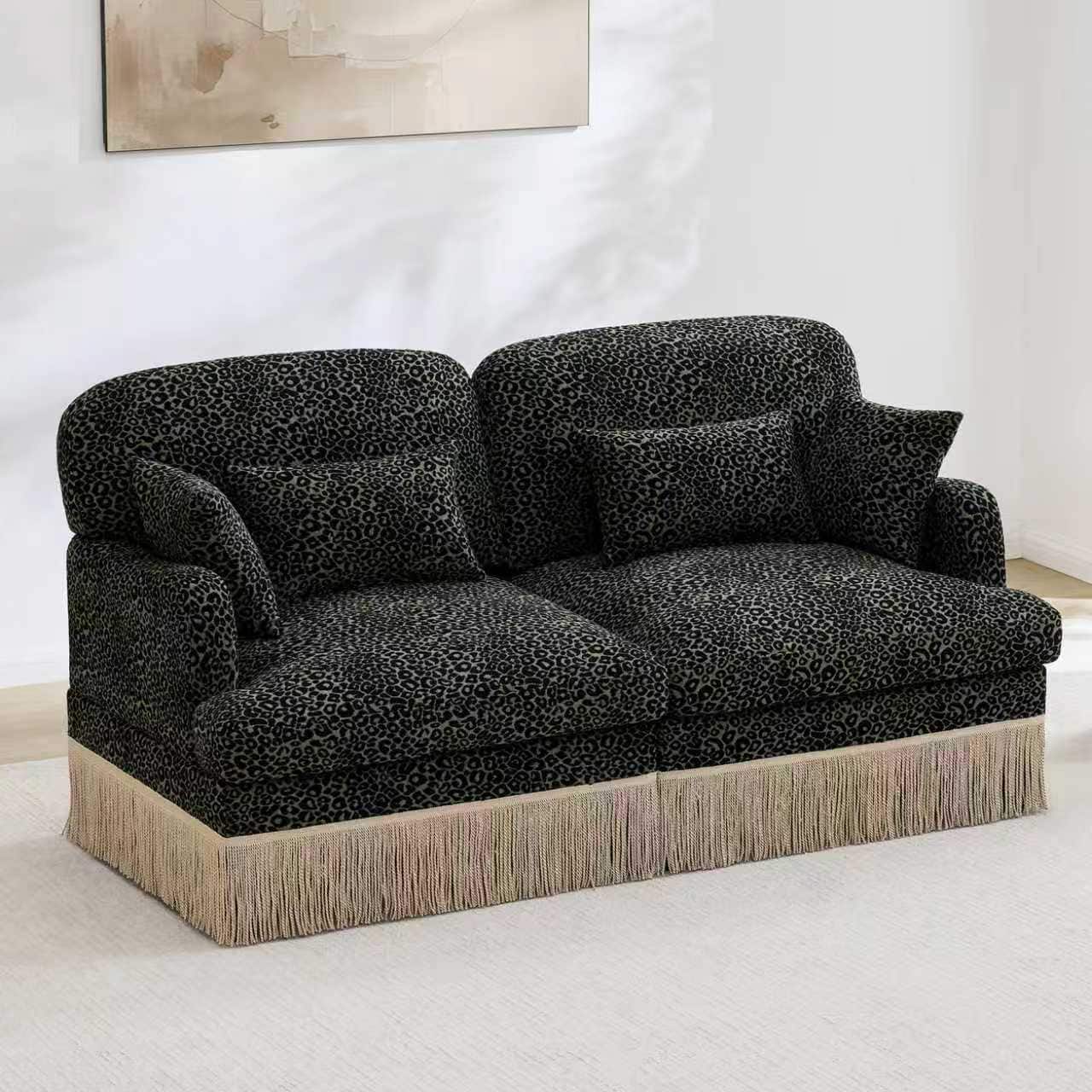 Anysun - Modern Fashion Leopard Print Chenille Deep Seat Loveseat, Easy Assembly - Green