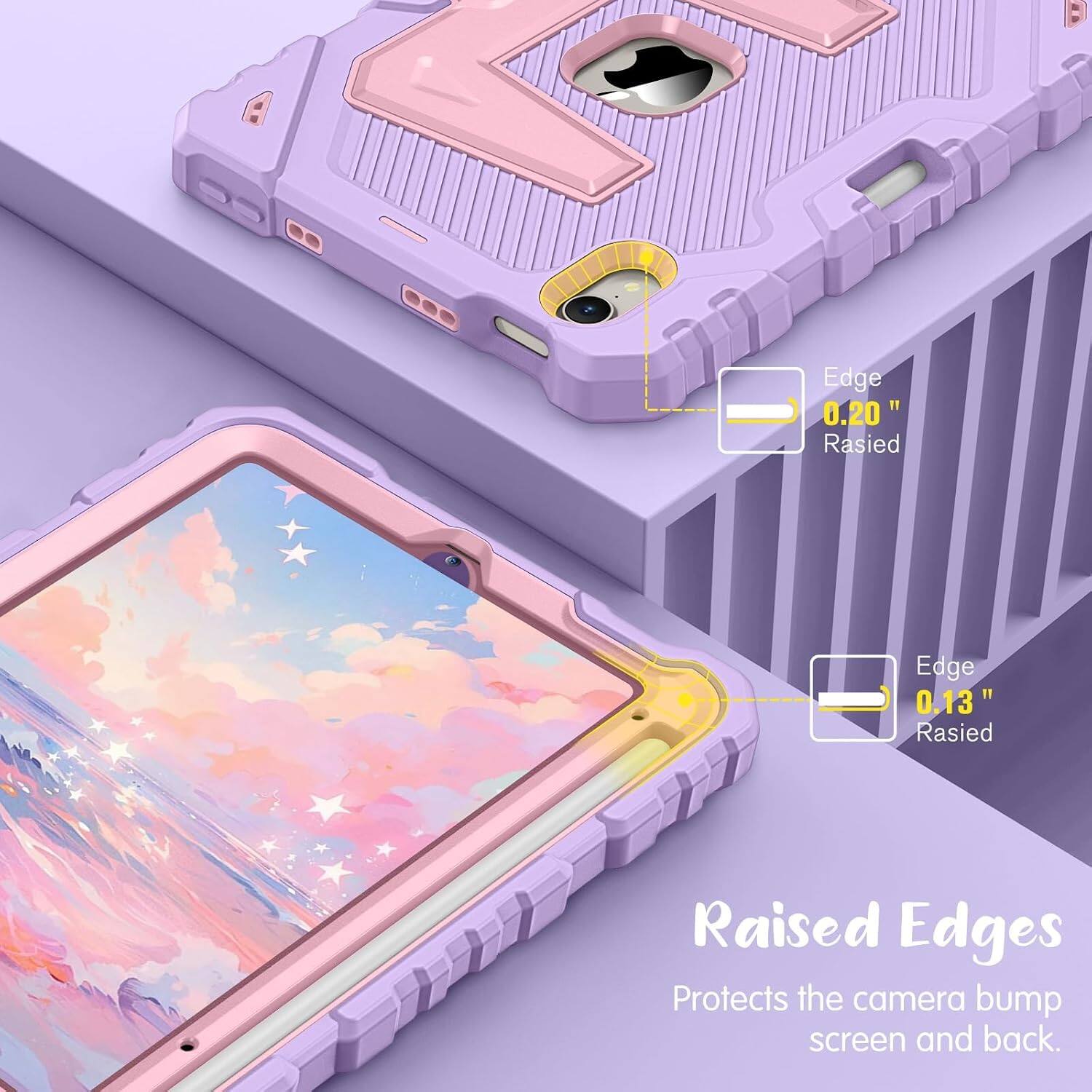 Edge 0.20" Raised  
Edge 0.13" Raised  
Raised Edges Protects the camera bump screen and back.