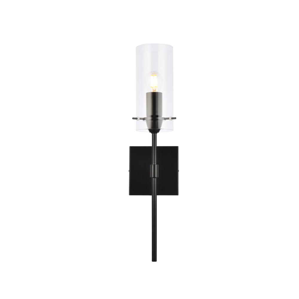 Alt View 4. Living District - Elsreth 1 light black wall sconce - Black And Clear.
