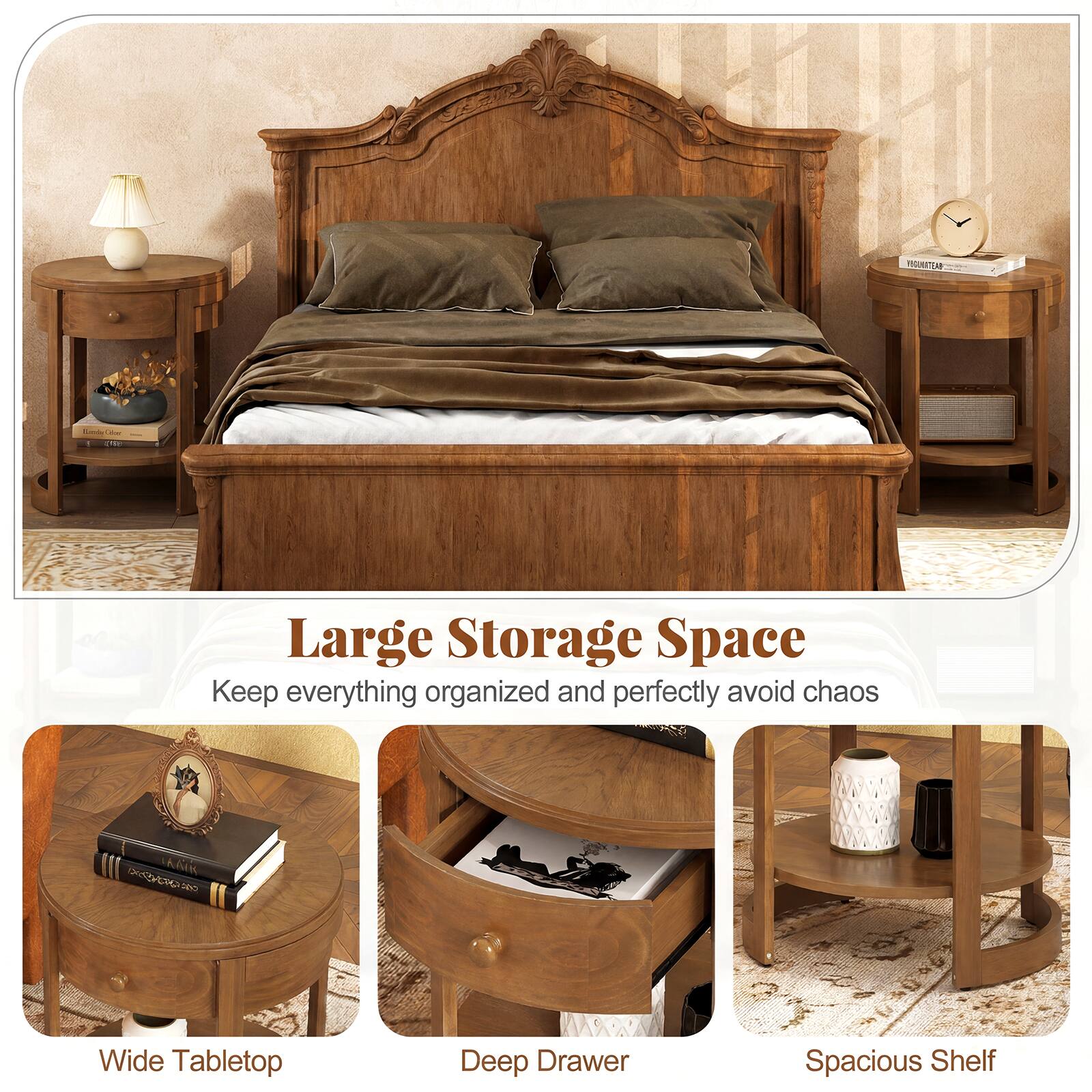 Large Storage Space  
Keep everything organized and perfectly avoid chaos  

- Wide Tabletop  
- Deep Drawer  
- Spacious Shelf