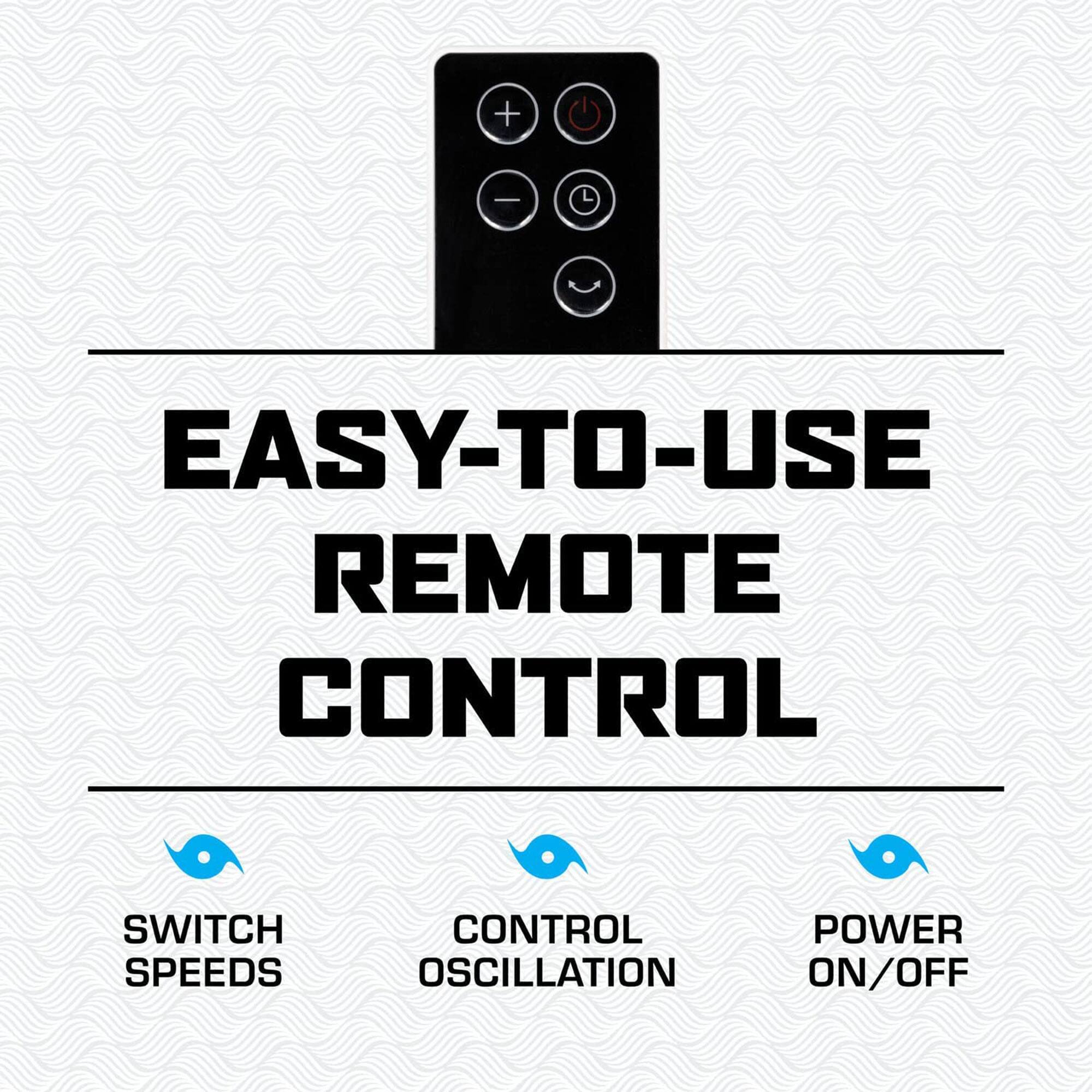 EASY-TO-USE REMOTE CONTROL

- SWITCH SPEEDS
- CONTROL OSCILLATION
- POWER ON/OFF