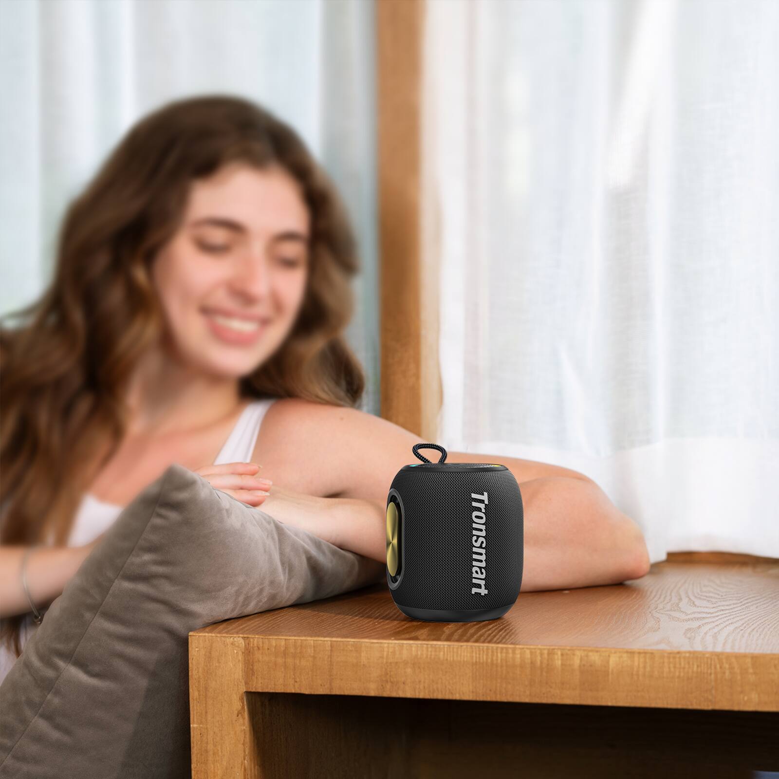 Alt View 7. Tronsmart - T8 Mini Ultra-Portable Bluetooth Speaker, 16W Big Bass, 360° Sound, IPX7 Waterproof, 20H Playtime, Custom EQ & Light - Blue.