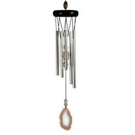 FC Design - 20" Long Wooden Top Geode Wind Chime with White Gem Outdoor Patio or Garden Hanging Decoration - Multi-Color
