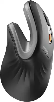 ProtoArc - EM11 NL Wireless Ergonomic Vertical Mouse, Rechargeable, Gray - Wireless - Black & Gray