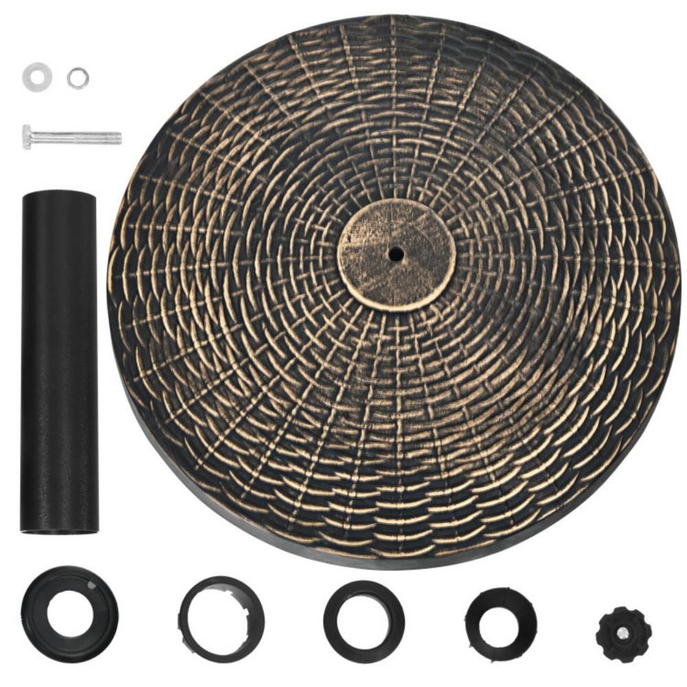 Left. Mondawe - 22Lbs Patio Resin Umbrella Base with Wicker Style for Outdoor Use - Bronze.