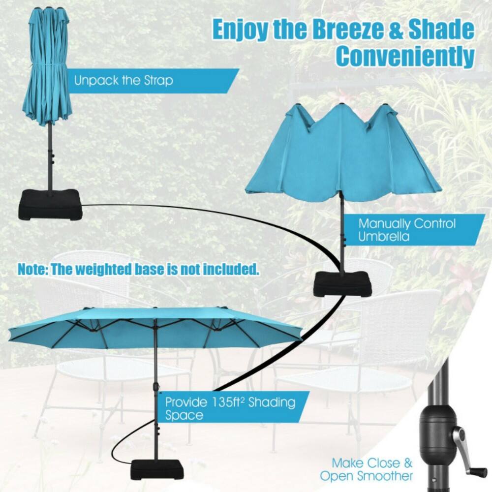 Enjoy the Breeze & Shade Conveniently

Unpack the Strap

Manually Control Umbrella

Note: The weighted base is not included.

Provide 135ft² Shading Space

Make Close & Open Smoother