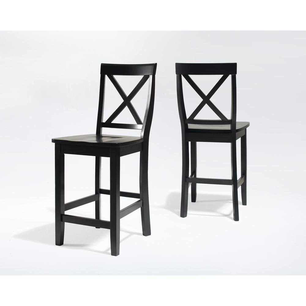 Left. Crosley Furniture - X-Back 2-Piece Counter Height Bar Stool Set - 2 Stools - Black.