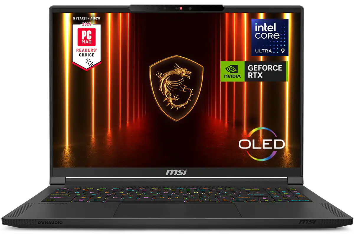 5 YEARS IN A ROW
2025
PC MAG
READERS' CHOICE
intel CORE
ULTRA 9
NVIDIA GEFORCE RTX
OLED
msi
DYNAUDIO