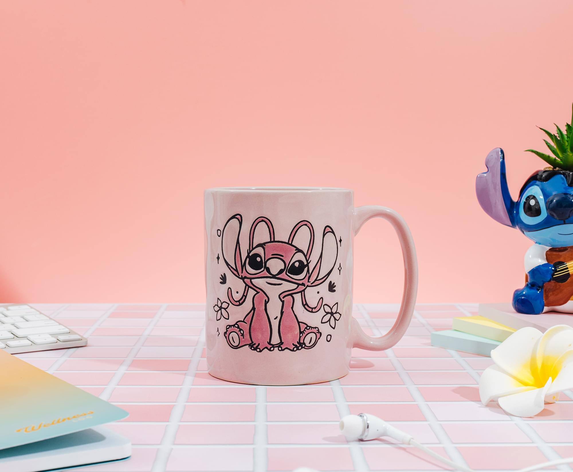 Alt View 10. Silver Buffalo - Disney Lilo & Stitch Angel Floral Ceramic Pottery Mug | Holds 17 Ounces - Multi-Colored.