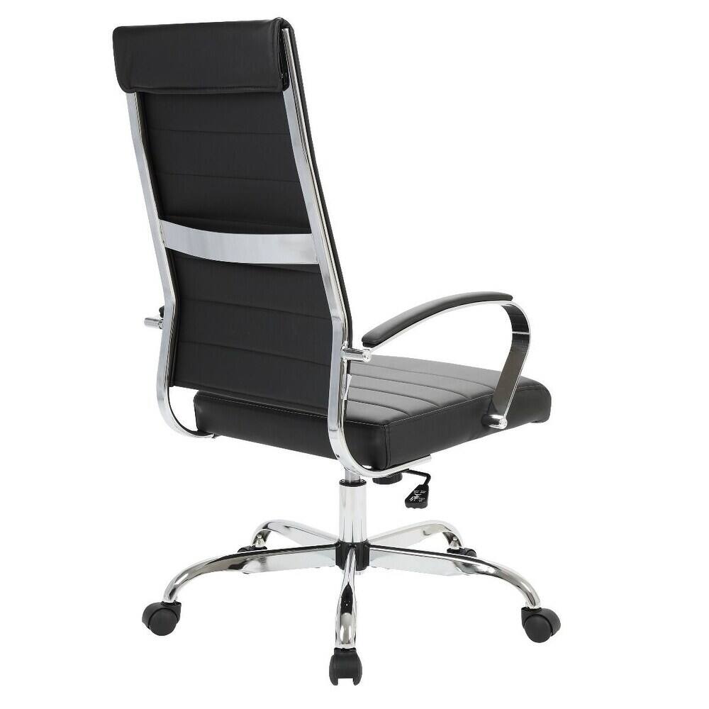 Alt View 4. LeisureMod - Set of 2 Benmar High Back Ergonomic Leather Upholstered Office Chair with Adjustable Height and Padded Armrests - Black.