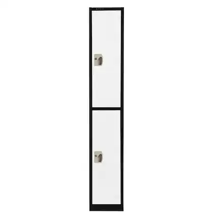 Front. AdirOffice - Storage Locker 629-Series 72" H 2-Tier Steel Key Lock 2-Shelf Locker with Key Lock - Black Bidy/White Doors.