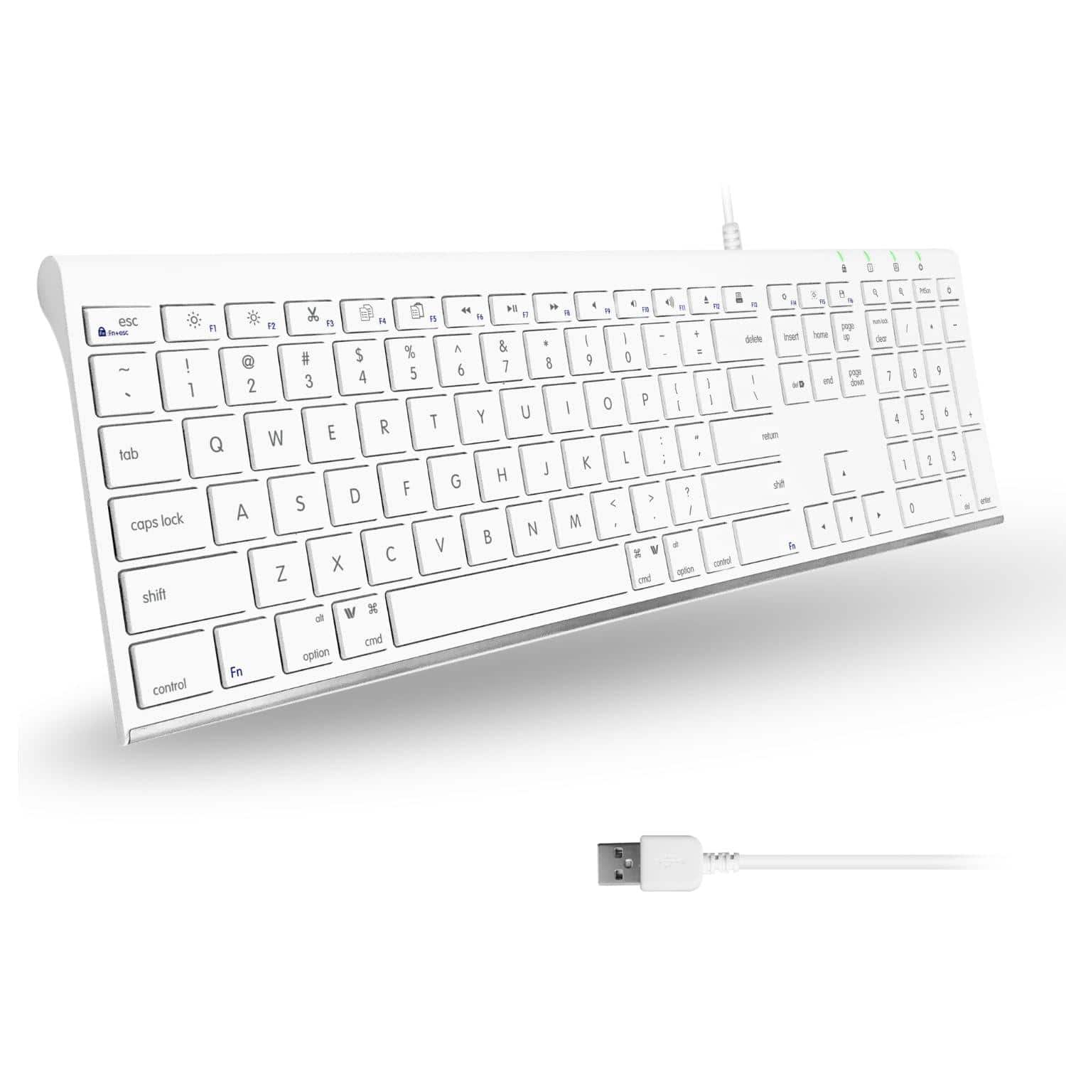 PO3TICJUNKI3 - Ultra-slim Usb Wired Computer - Works Great As Both A Windows Or Compatible Full Size With Numeric Keypad F - White