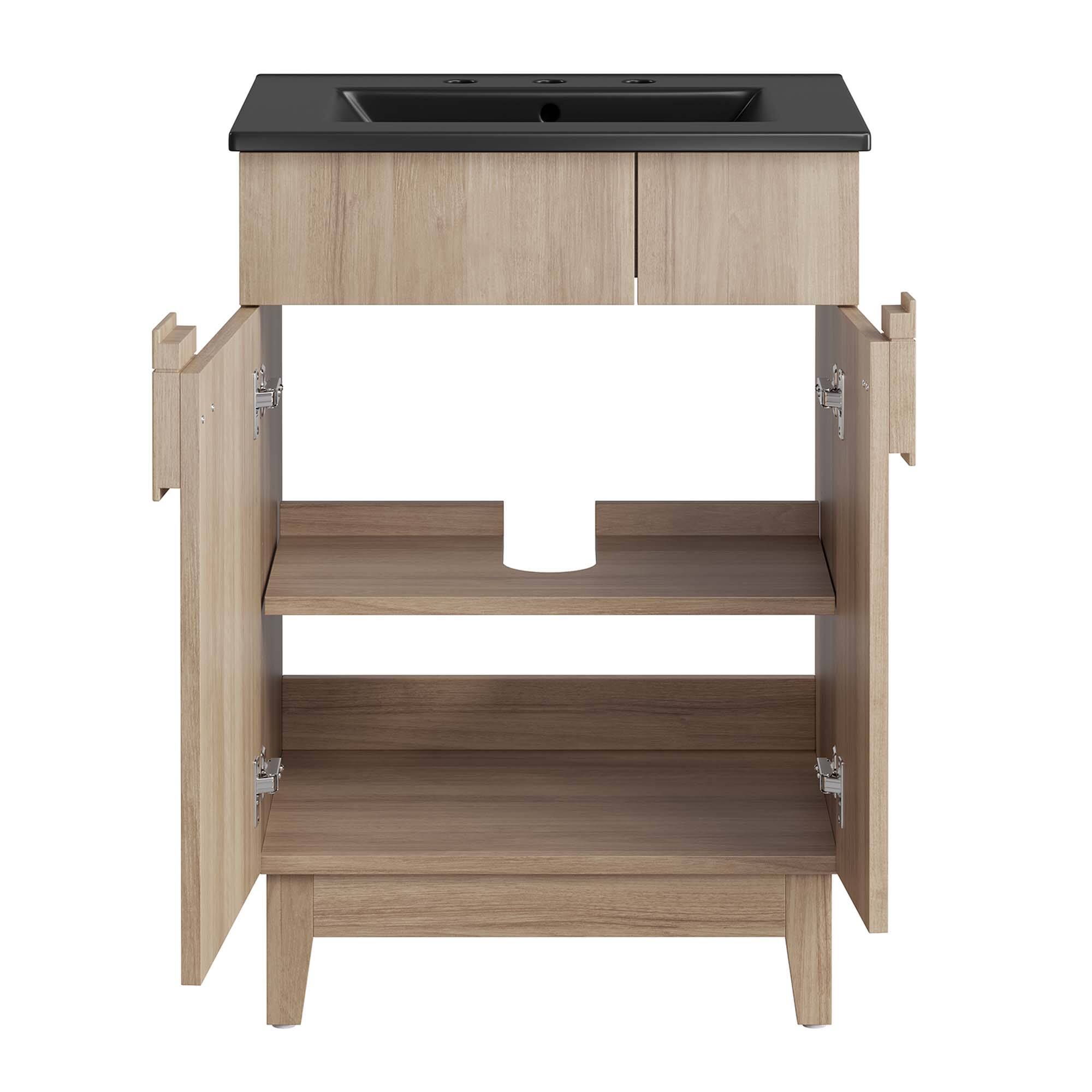 Alt View 6. Modway - Miles Bathroom Vanity Basin Included by Modway - Black Oak.