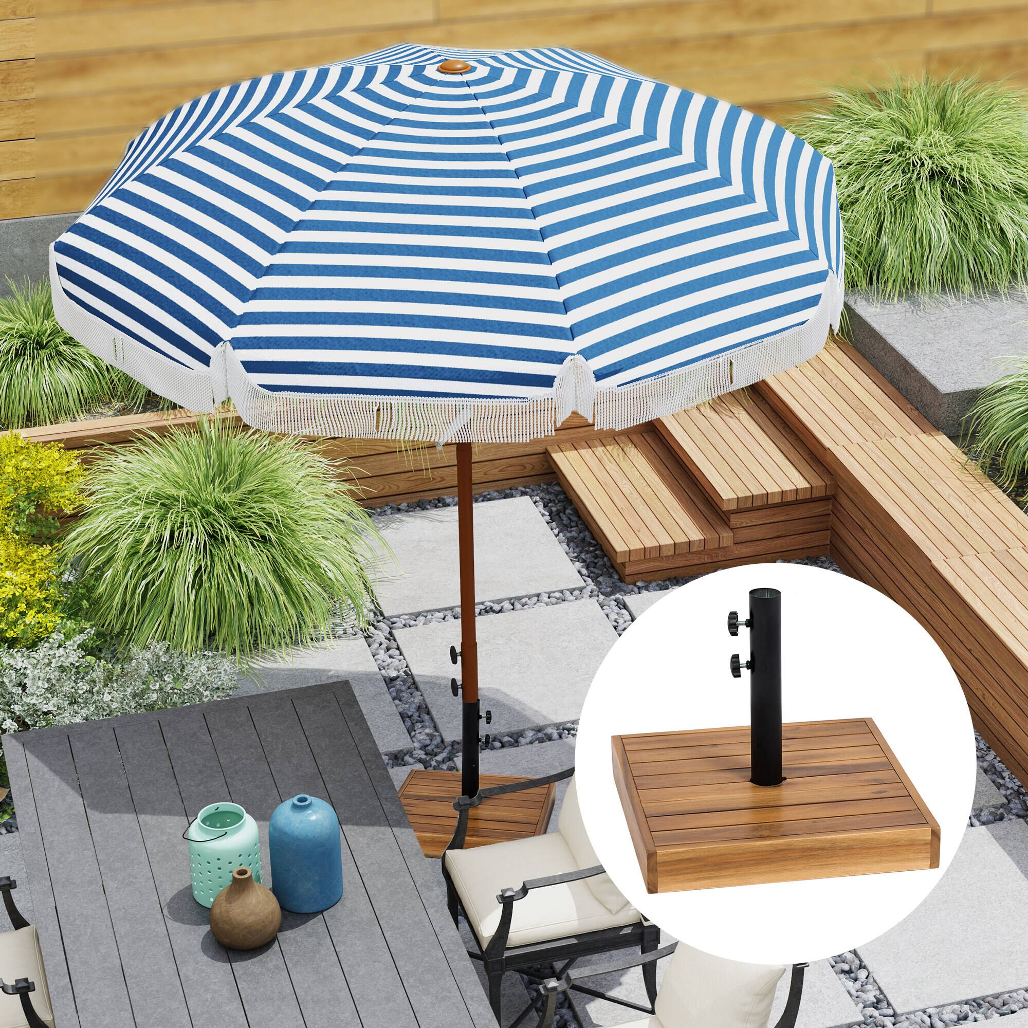 Alt View 5. Outsunny - Square Patio Umbrella Base, 42 lbs. Concrete Heavy Duty Umbrella Base with Holder for 1.25"/1.5" Poles for Outdoor - Teak.