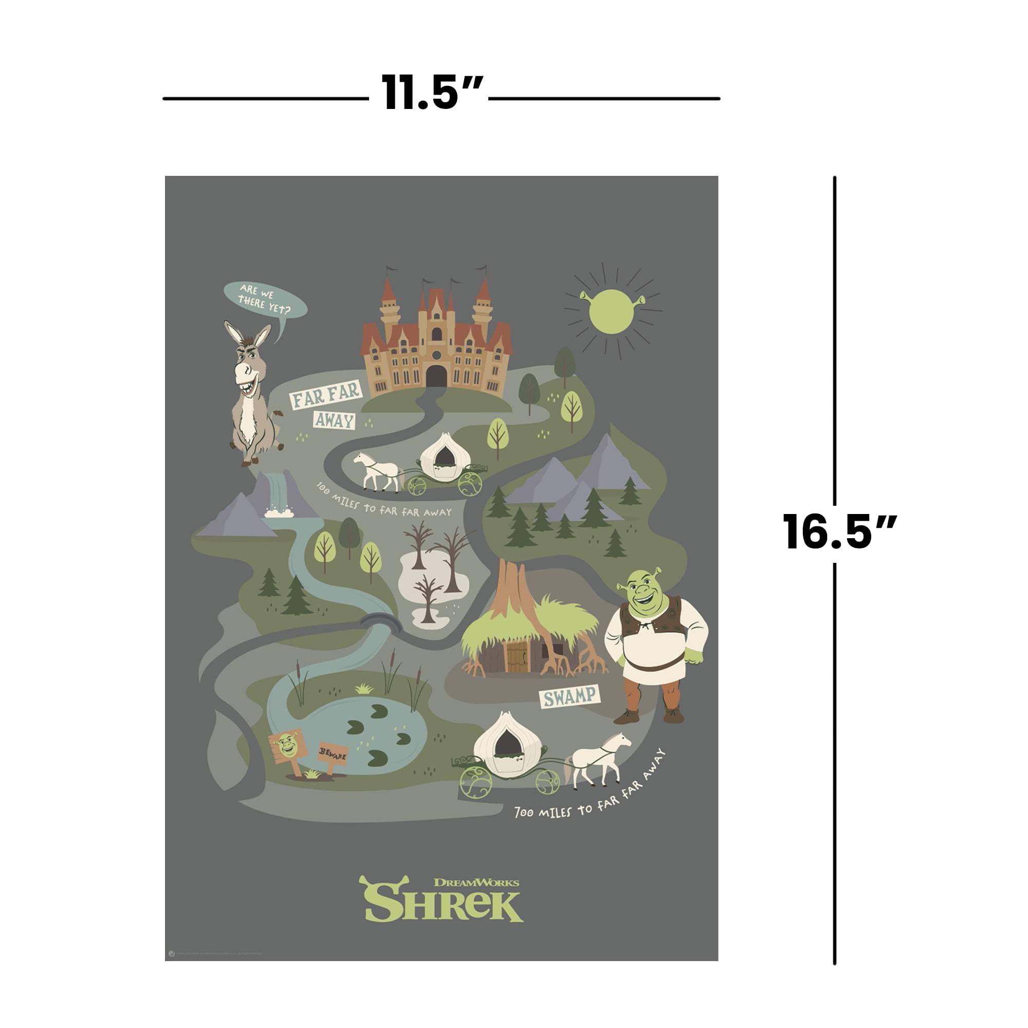 11.5" ARE WE THERE YET? FAR FAR AWAY 100 MILES TO FAR FAR AWAY 16.5" SWAMP 700 MILES TO FAR FAR AWAY DREAMWORKS SHREK
