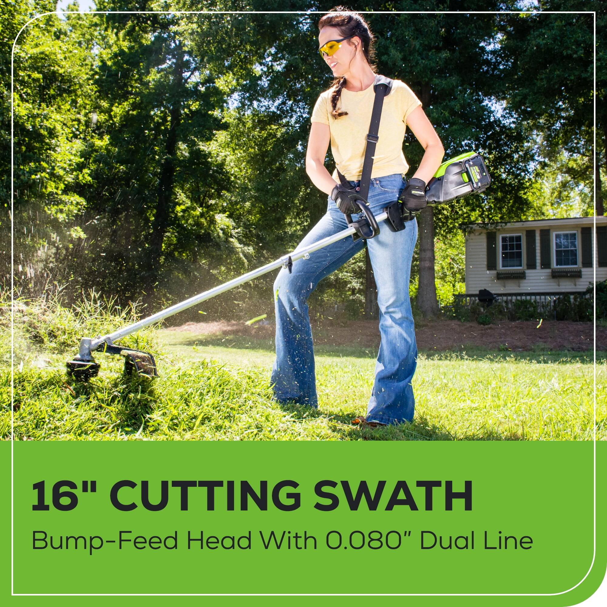 16" Cutting Swath  
Bump-Feed Head With 0.080" Dual Line