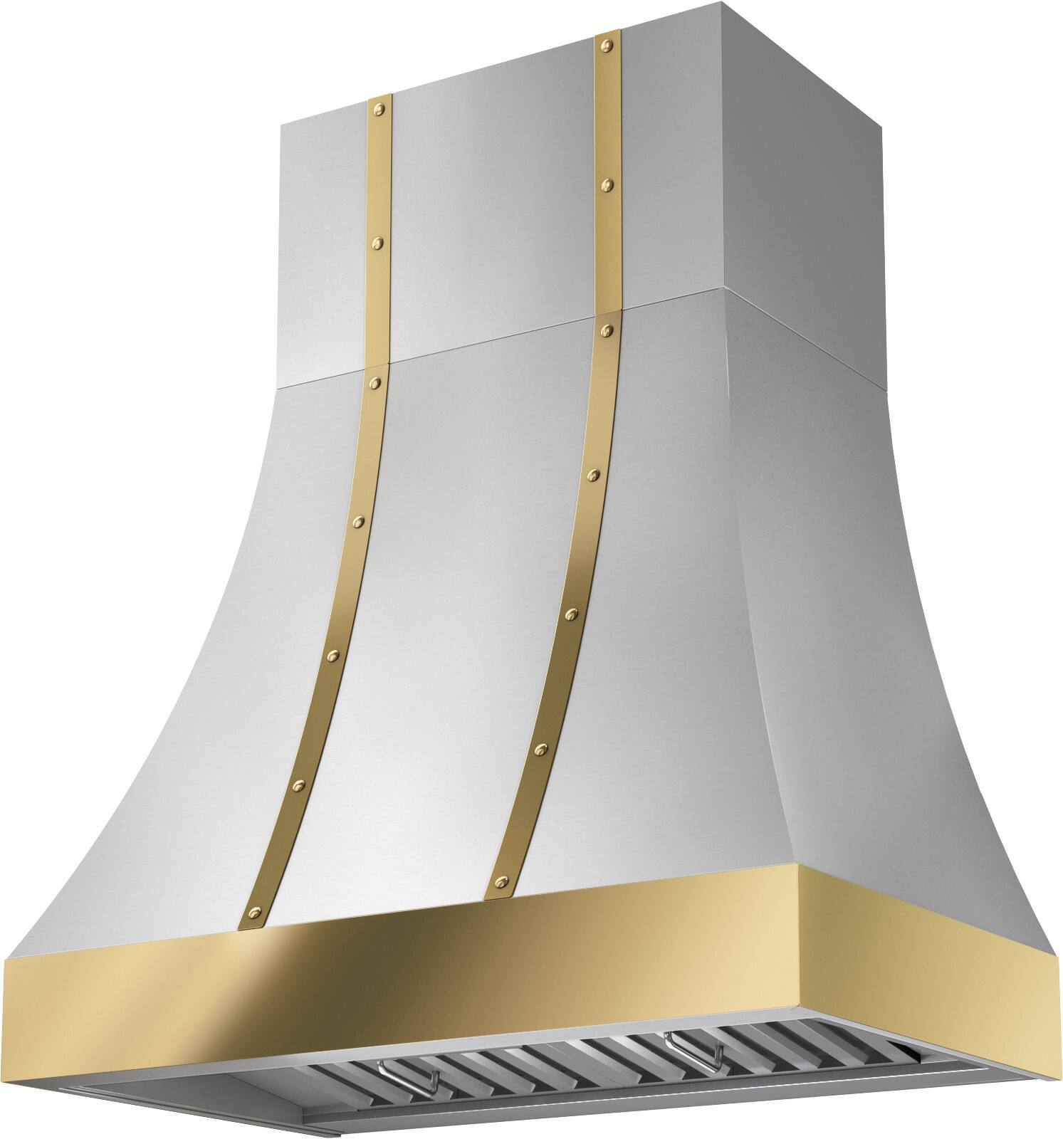 Angle. Zephyr - Banding Kit Trim for Zephyr Alto Duct Cover CHAL36ASX, CHAL48ASX, DC23612AS, DC24812AS - Polished Gold.