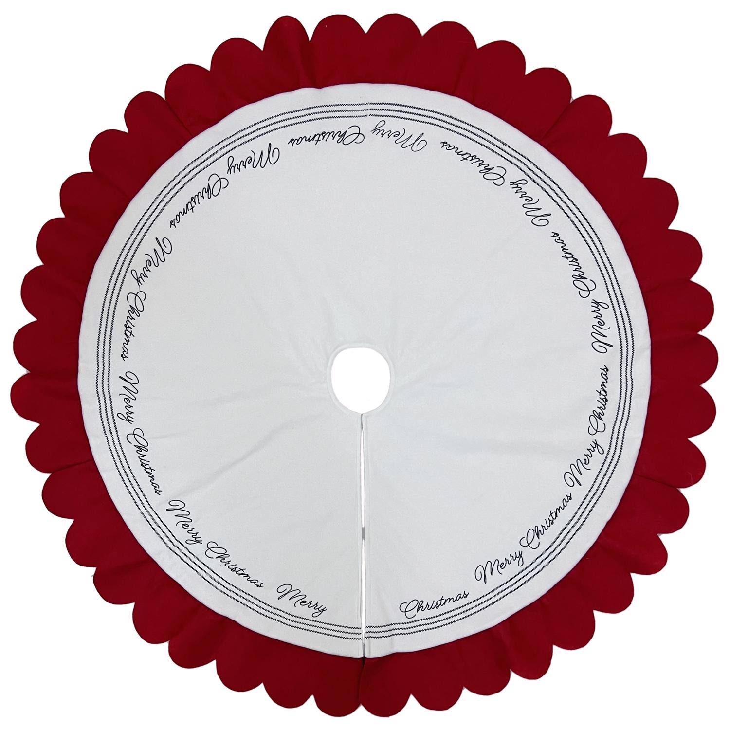 Celebrations - Home Red/White Merry Christmas Tree Skirt 26.8 in. (Case of 4) - Red|White