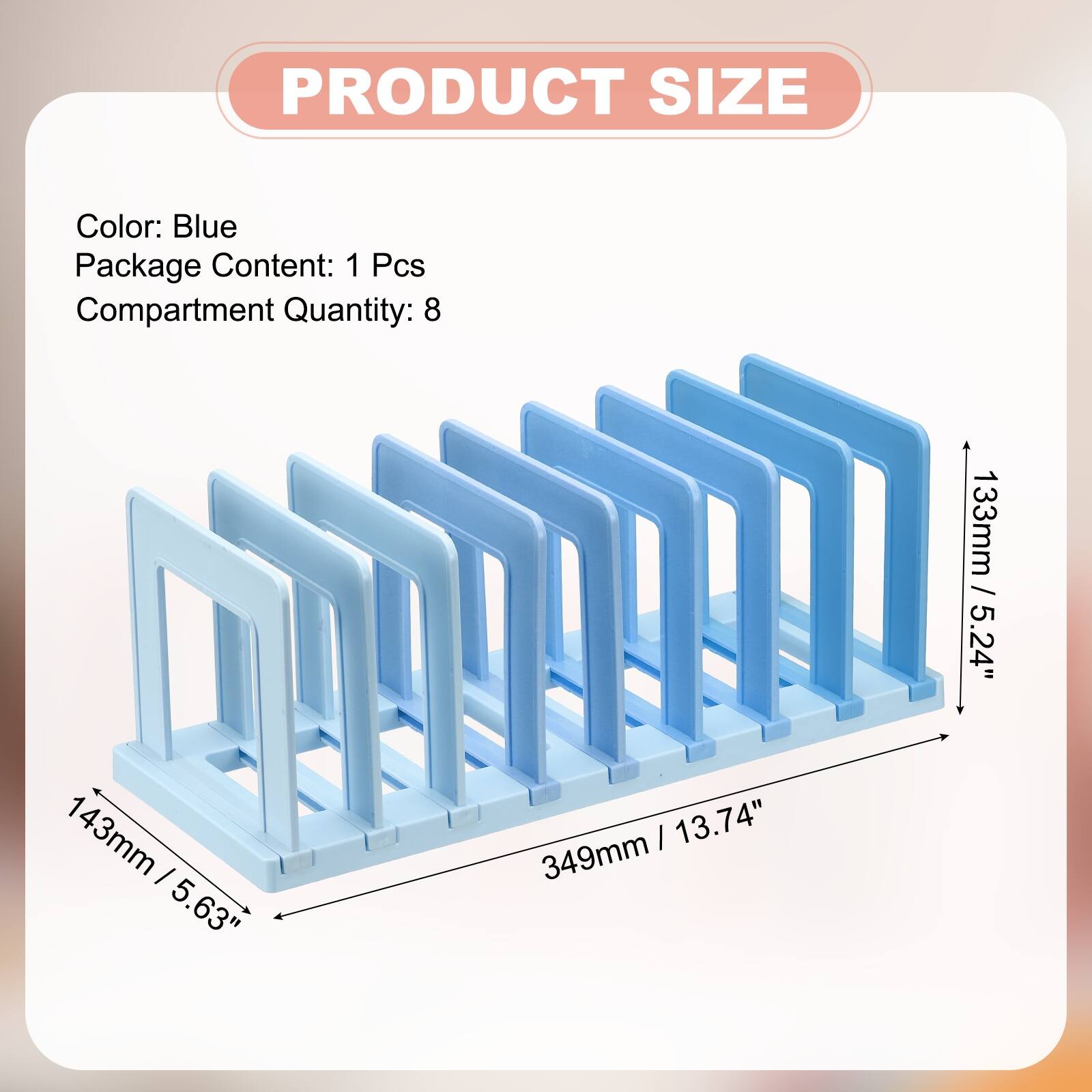 Unique Bargains Desk File Sorter 8 Section Plastic Vertical Dividers ...