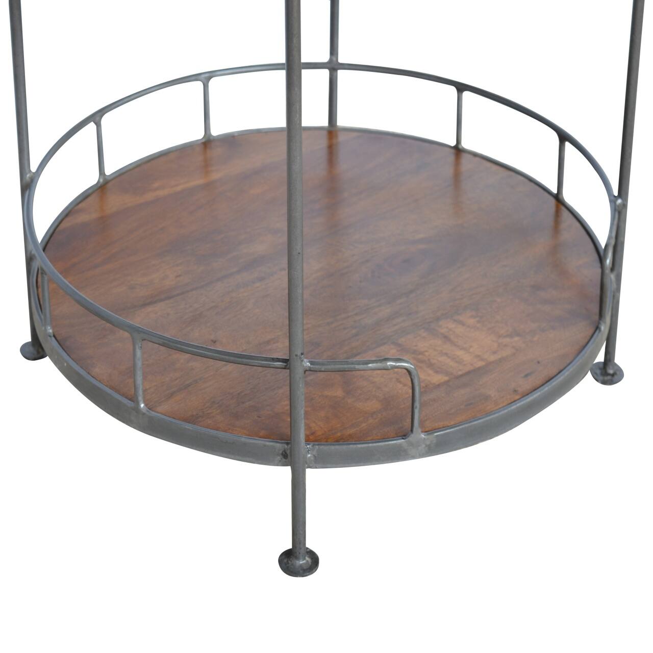 Alt View 3. Artisan Furniture - Artisan Furniture Solid Wood Industrial Round Butler Tray Table, 3 Shelves, Brown - Brown.