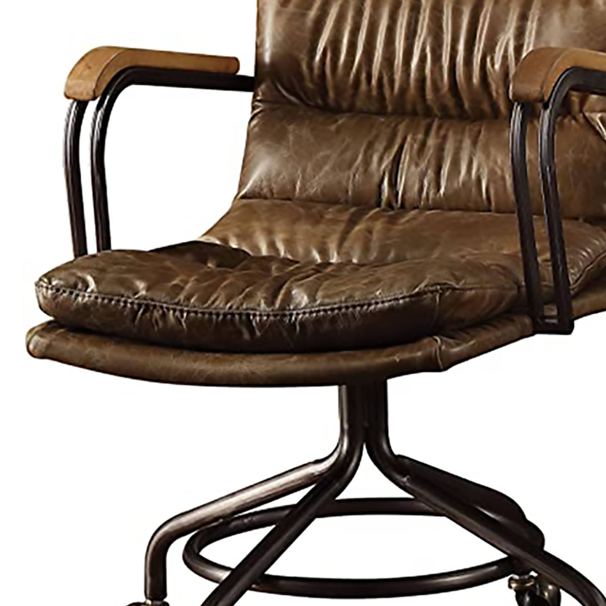 Alt View 2. Manhattan Lane - Metal & Leather Executive Office Chair - Brown.