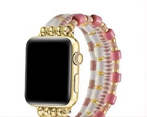Front. Posh Tech - Posh Tech Emily Beaded Band for Apple Watch - Pink.