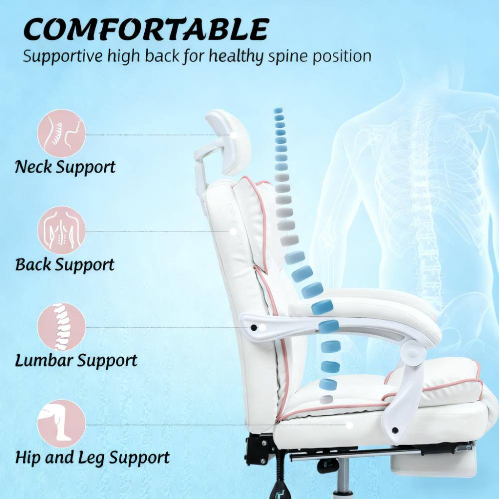COMFORTABLE  
Supportive high back for healthy spine position  

- Neck Support  
- Back Support  
- Lumbar Support  
- Hip and Leg Support