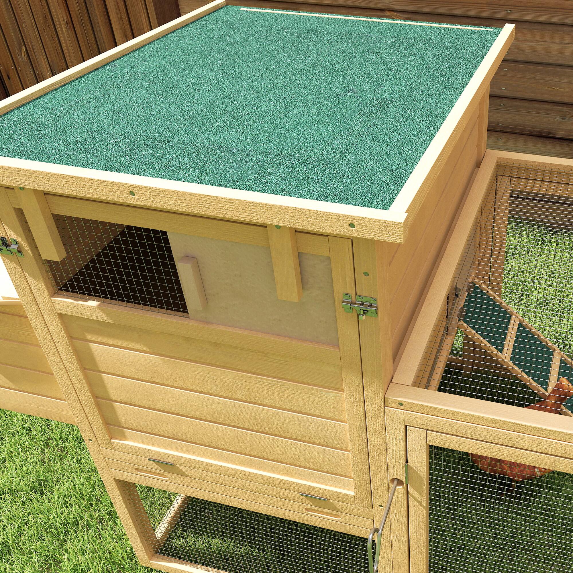 Alt View 5. Pawhut - 75" Wooden Chicken Coop with Nesting Box, Outdoor Hen House with Removable Tray, Ramp, Run, Poultry Cage.