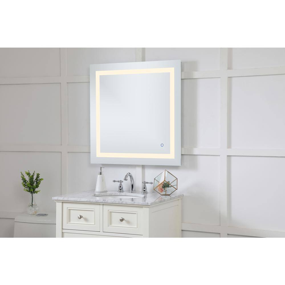 Alt View 4. Elegant Decor - Helios 30in x 30in Hardwired LED mirror - Silver.