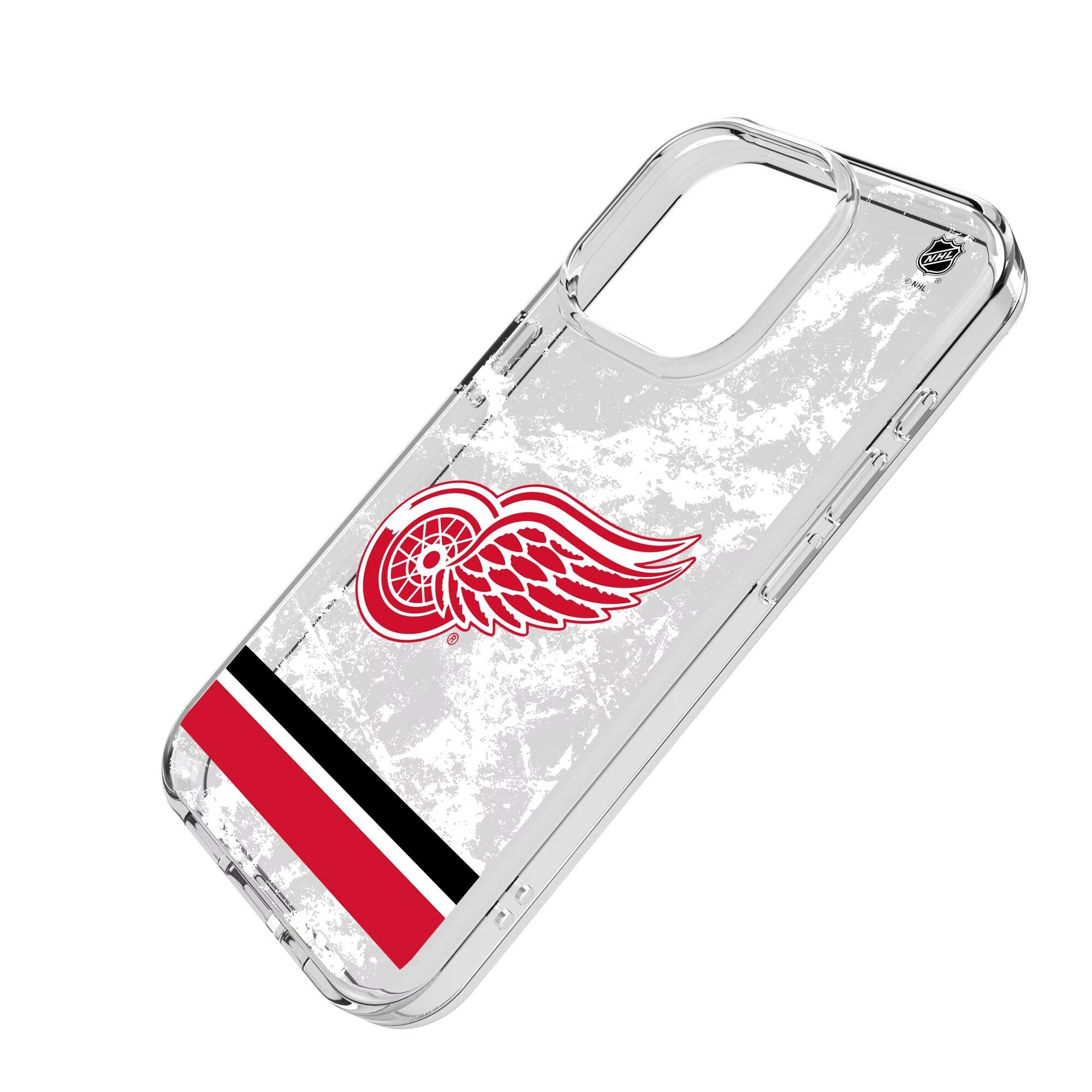 Alt View 1. Keyscaper - Detroit Red Wings iPhone Stripe Clear Ice Case - 14 - Multicolor.