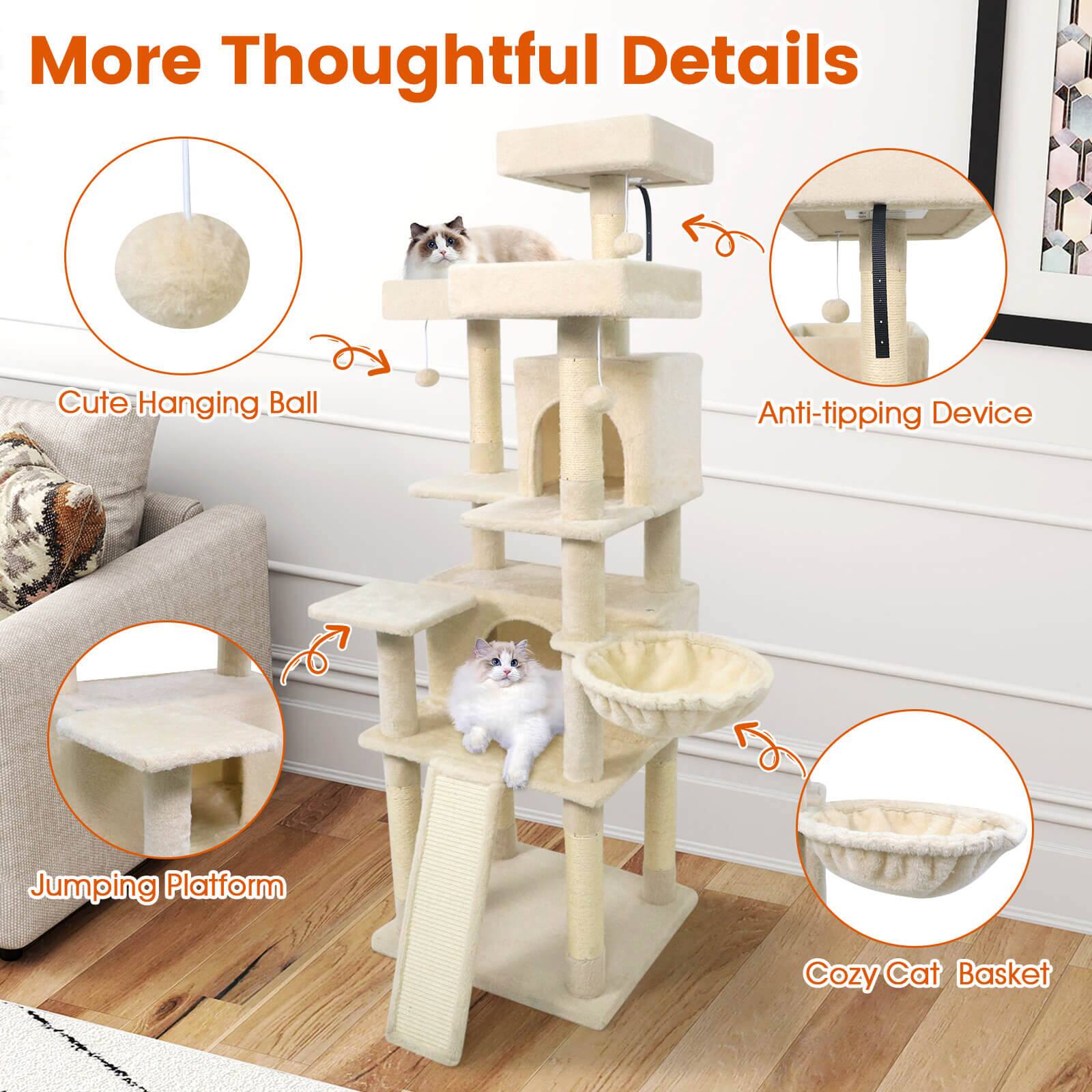 More Thoughtful Details

- Cute Hanging Ball
- Anti-tipping Device
- Jumping Platform
- Cozy Cat Basket