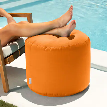 Front. Jaxx - Jaxx Spring Indoor / Outdoor Bean Bag Pouf Ottoman, Sunbrella Tangerine - Tangerine.