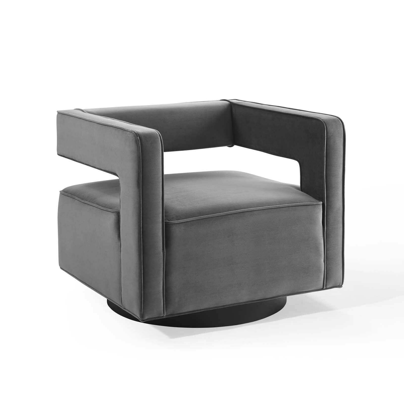 Angle. Modway - Booth Performance Velvet Performance Velvet Swivel Armchair by Modway - Gray.