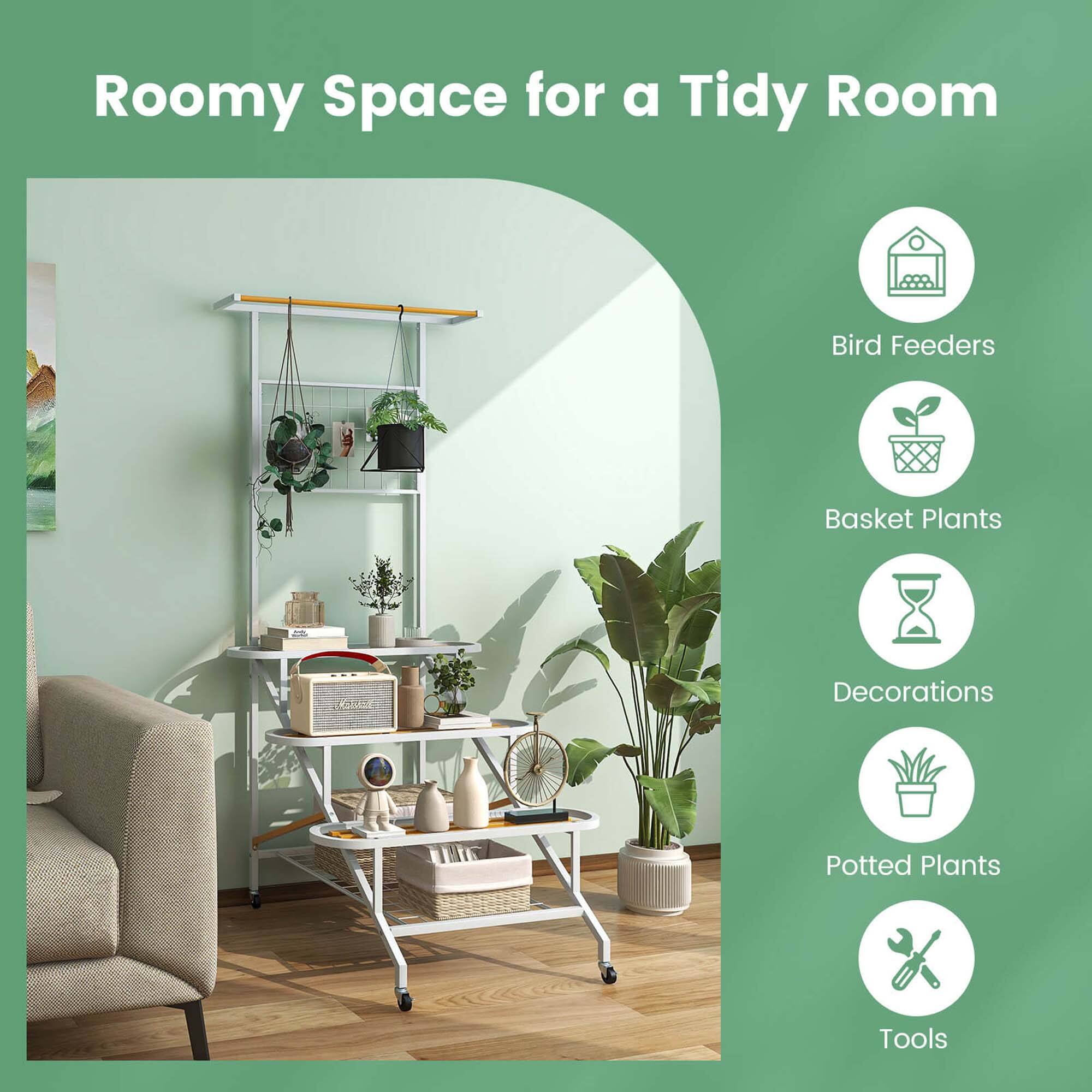 Roomy Space for a Tidy Room: Bird Feeders, Basket Plants, Decorations, Potted Plants, Tools