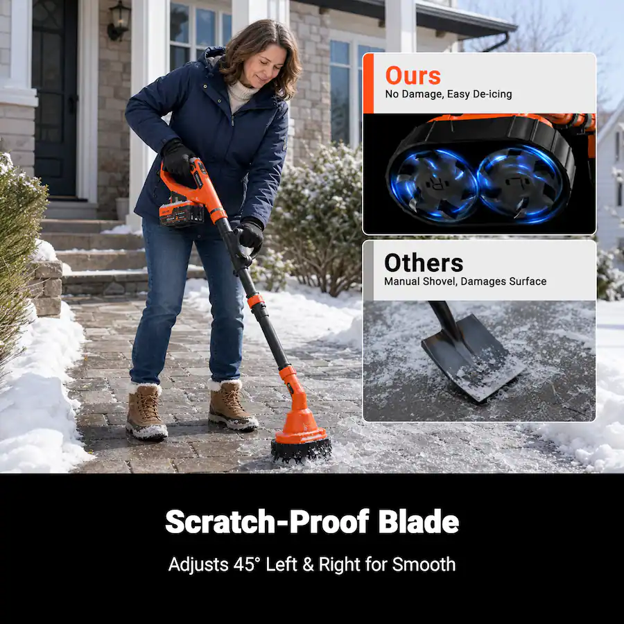 8in Scraper Voltask 24V Cordless Ice Removal Shovel, 8 Inch Dual Head Electric Ice ...