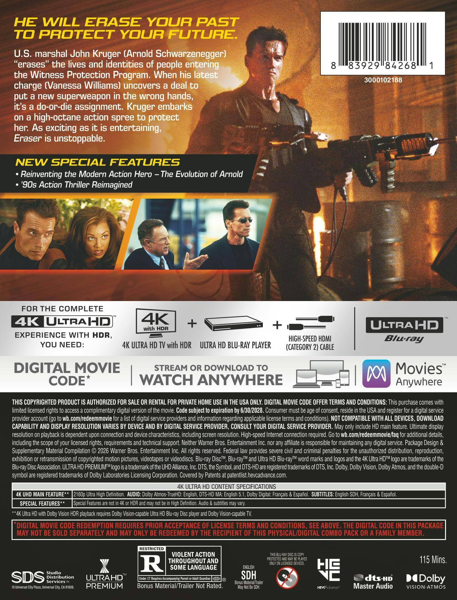 Back. Eraser (Steelbook)   - 4K Blu-Ray.