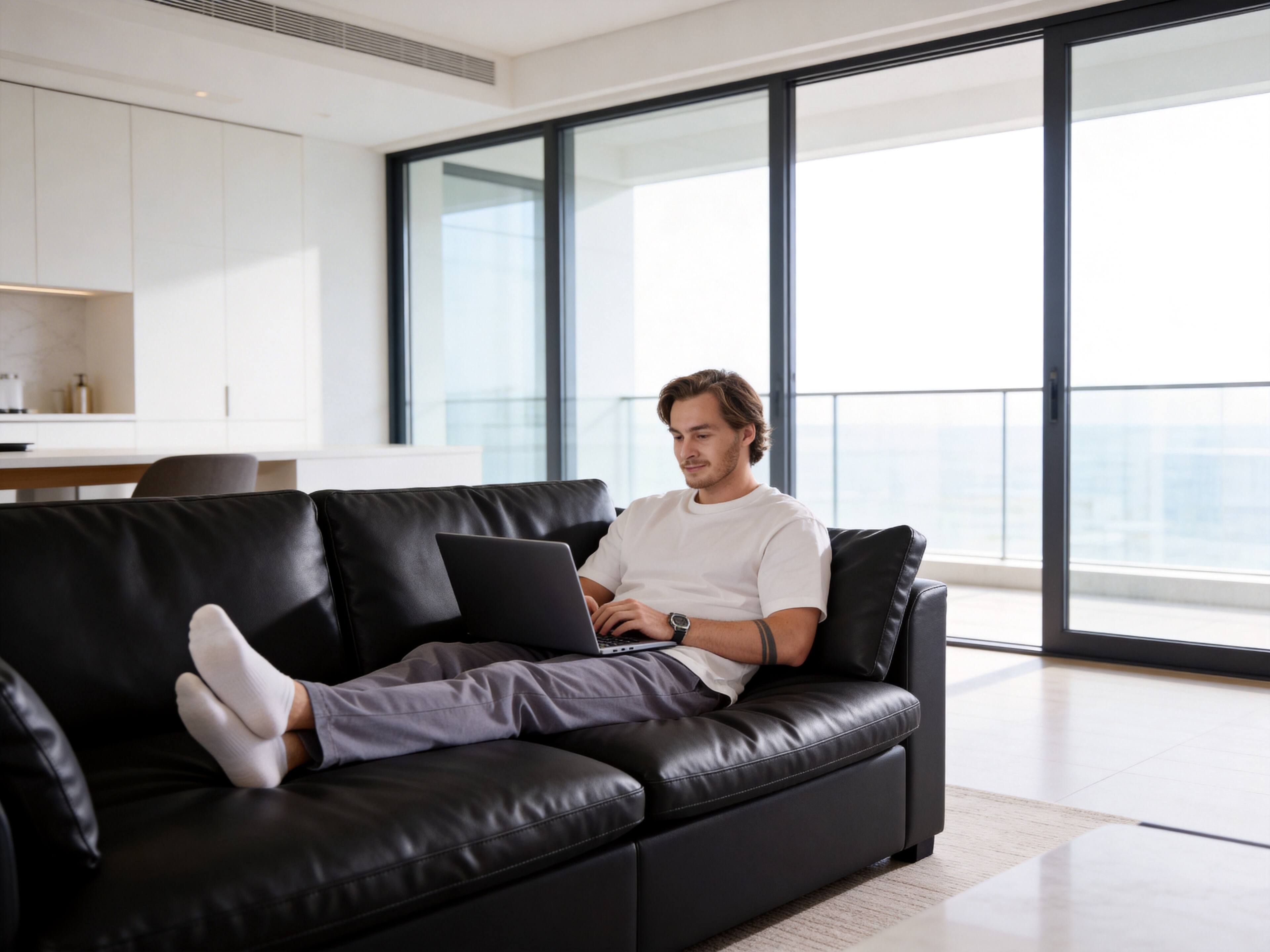 Left. Dyonery - 120" Modular Sectional Sofa, L Shaped Couch with Storage Ottoman, Solid Wood Frame, Tool Free, Faux Leather Black - Black.