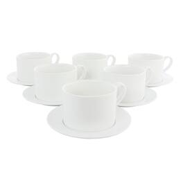 Our Table - Simply 6 Piece 3.75 Inch Porcelain Cups With Saucers Set - White